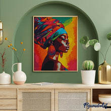 Carica l&#39;immagine nel visualizzatore di Gallery, Diamond Painting - Donna Africana con Turbante 40x50cm tela già incorniciata