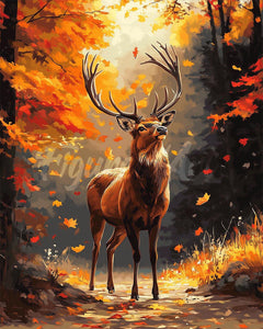 Diamond Painting - Maestoso cervo in autunno 40x50cm tela già incorniciata