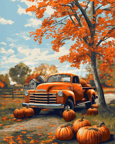 Diamond Painting - Auto vintage in autunno