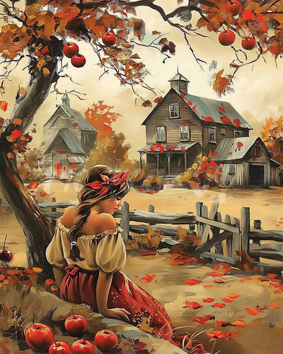 Diamond Painting - Ragazza di campagna in autunno