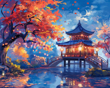 Carica l&#39;immagine nel visualizzatore di Gallery, Diamond Painting - Pagoda in una Notte d’Autunno