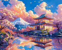 Carica l&#39;immagine nel visualizzatore di Gallery, Diamond Painting - Vista del Tempio con il Monte Fuji