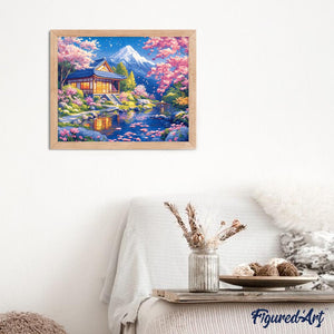 Diamond Painting - Casa Sakura vicino allo Stagno