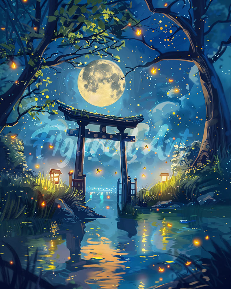 Diamond Painting - Torii al Chiaro di Luna e Lucciole