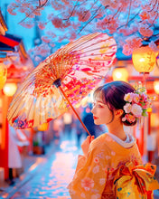 Carica l&#39;immagine nel visualizzatore di Gallery, Diamond Painting - Ragazza in Kimono sotto un Ciliegio in Fiore