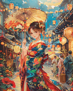 Diamond Painting - Ragazza in Kimono al Festival delle Lanterne