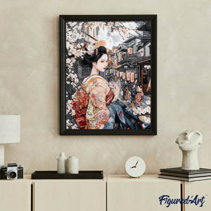 Diamond Painting - Geisha in una Strada Vintage