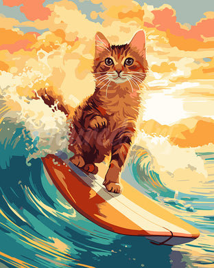 Dipingere con i numeri - Gatto surfista Figured'Art