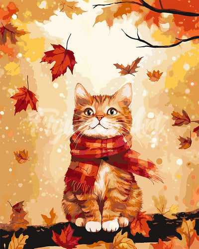 Dipingere con i numeri - Coccoloso gatto autunnale Figured'Art