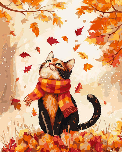 Dipingere con i numeri - Giocoso gatto autunnale Figured'Art