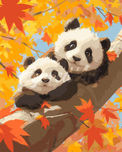 Carica l&#39;immagine nel visualizzatore di Gallery, Dipingere con i numeri - Cuccioli di panda in autunno Figured&#39;Art