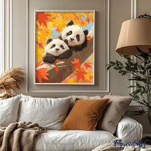 Carica l&#39;immagine nel visualizzatore di Gallery, Dipingere con i numeri - Cuccioli di panda in autunno