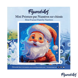 Mini Kit da Dipingere con i Numeri 20x20cm con cornice - Sorridente Babbo Natale