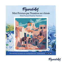 Carica l&#39;immagine nel visualizzatore di Gallery, Mini Kit da Dipingere con i Numeri 20x20cm con cornice - Tra le vie di Santorini