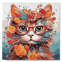 Carica l&#39;immagine nel visualizzatore di Gallery, Mini Kit da Dipingere con i Numeri con cornice - Gatto fantasy tra i fiori