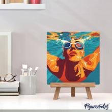 Carica l&#39;immagine nel visualizzatore di Gallery, Mini Kit da Dipingere con i Numeri 20x20cm con cornice - Poster Sportivo Nuoto