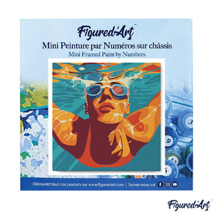 Mini Kit da Dipingere con i Numeri 20x20cm con cornice - Poster Sportivo Nuoto