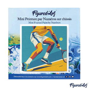 Mini Kit da Dipingere con i Numeri 20x20cm con cornice - Poster Sportivo Tennis