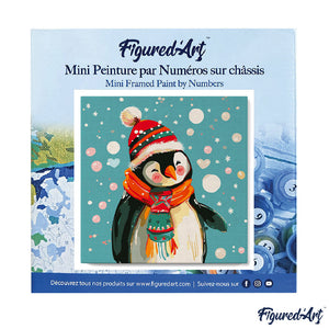 Mini Kit da Dipingere con i Numeri 20x20cm con cornice - Pinguino felice