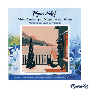 Mini Kit da Dipingere con i Numeri 20x20cm con cornice - Ragazza e lago invernale