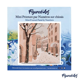 Mini Kit da Dipingere con i Numeri 20x20cm con cornice - Tranquilla città innevata