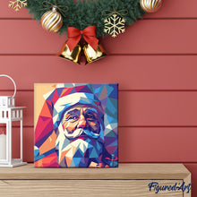 Carica l&#39;immagine nel visualizzatore di Gallery, Mini Kit da Dipingere con i Numeri 20x20cm con cornice - Babbo Natale poligonale