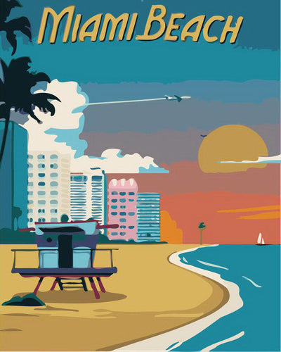 Dipingere con i numeri - Poster di viaggio a Miami Beach Figured'Art