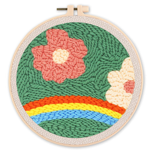 Punch Needle Fiori e arcobaleno