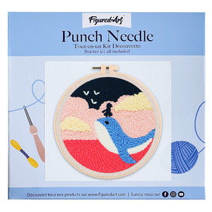 Punch Needle Kit Bambina e balena al tramonto