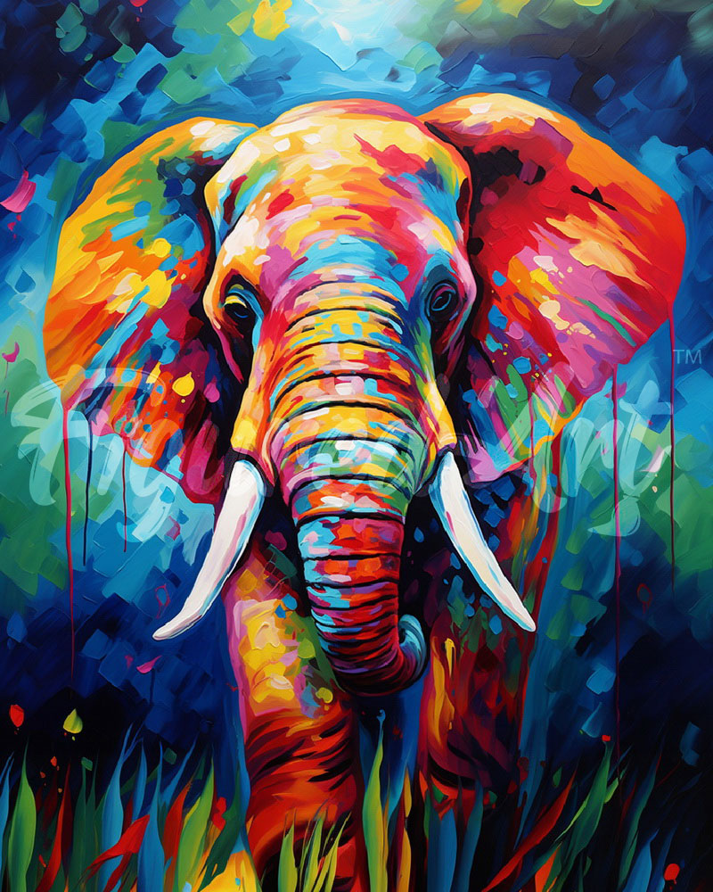 Diamond Painting - Elefante Astratto Colorato 40x50cm tela già incorniciata