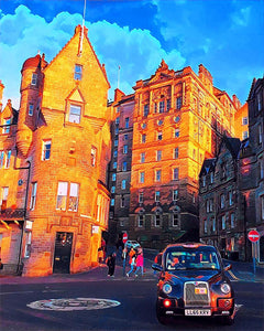 Diamond Painting - Strada di Edimburgo 40x50cm tela già incorniciata