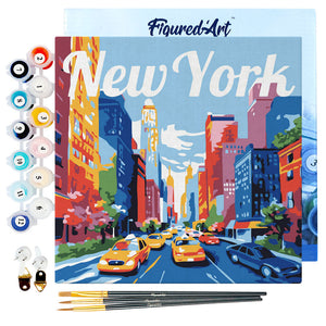 Mini Kit da Dipingere con i Numeri 20x20cm con cornice New York City