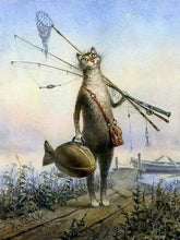 Carica l&#39;immagine nel visualizzatore di Gallery, Dipingere con i numeri - Gatto Che Pesca