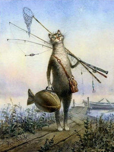 Dipingere con i numeri - Gatto Che Pesca