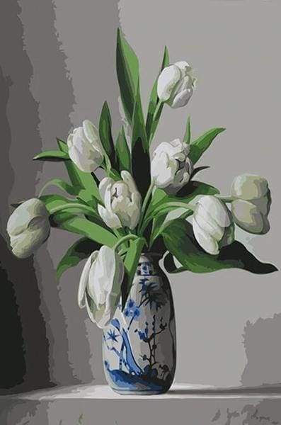 Dipingere con i numeri - Tulipani Bianchi
